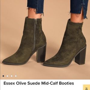Essex Suede Mid Calf Booties - Olive 🫒- NWOT